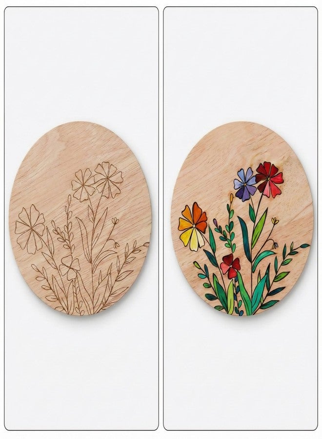 HOBBY INDIA Wooden Painting Kit Set for Kids & Adults | DIY Wall Decor Art & Craft | Round Tree Circle Coaster | Home & Office Hanging Decoration | Birthday Gift for Girls & Boys (Natural Flower) - Image 3